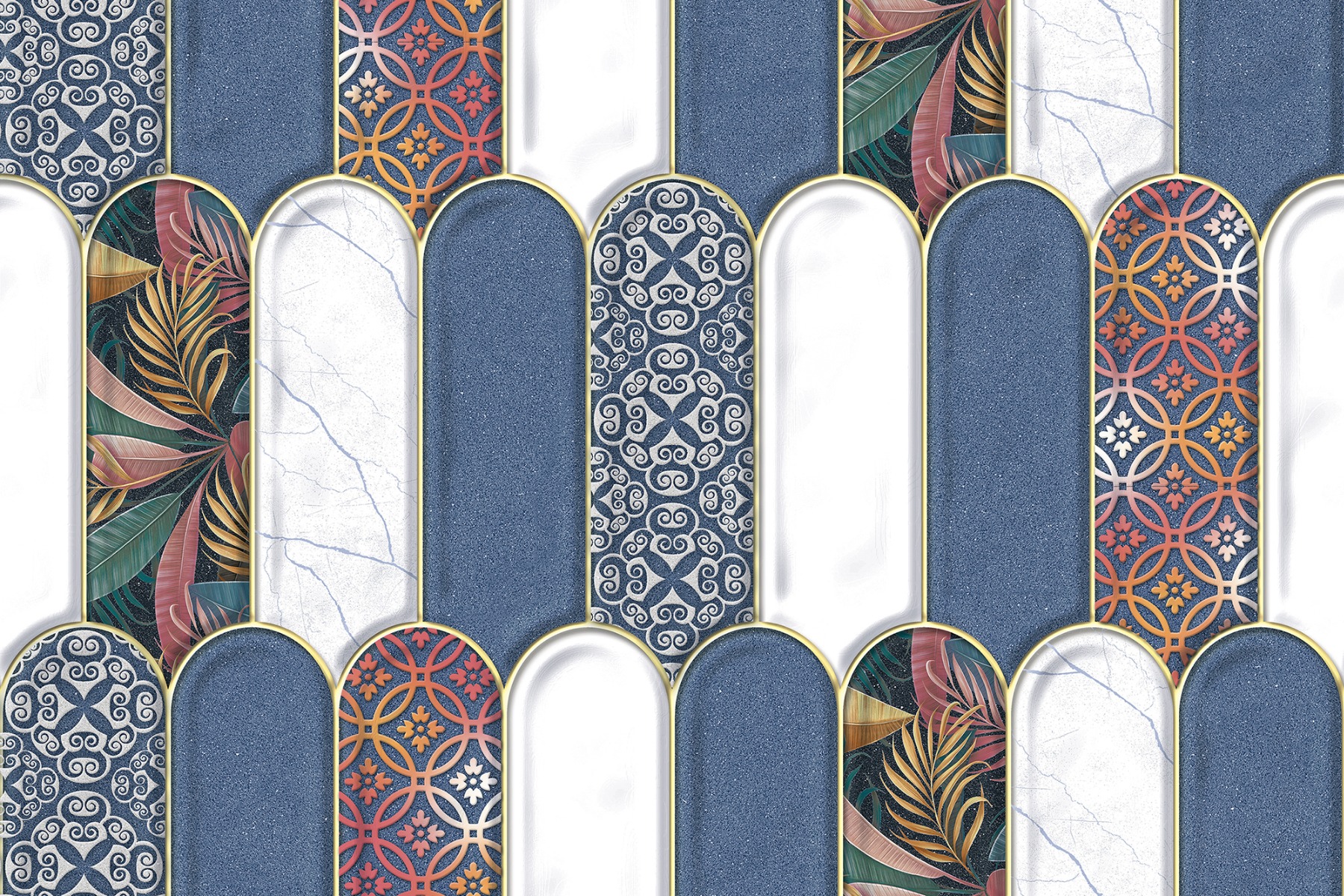 Glossy Finish  SHG Blue Popsicle Floral HL Ceramic tile 300x450 mm
