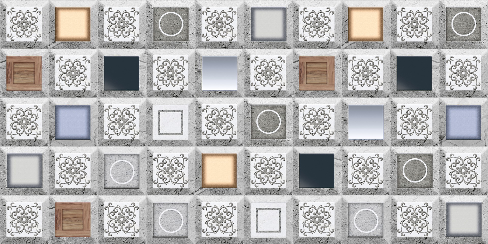 Glossy Finish SHG Mosaic Dyna Grey Multi HL Ceramic tile 300x600 mm