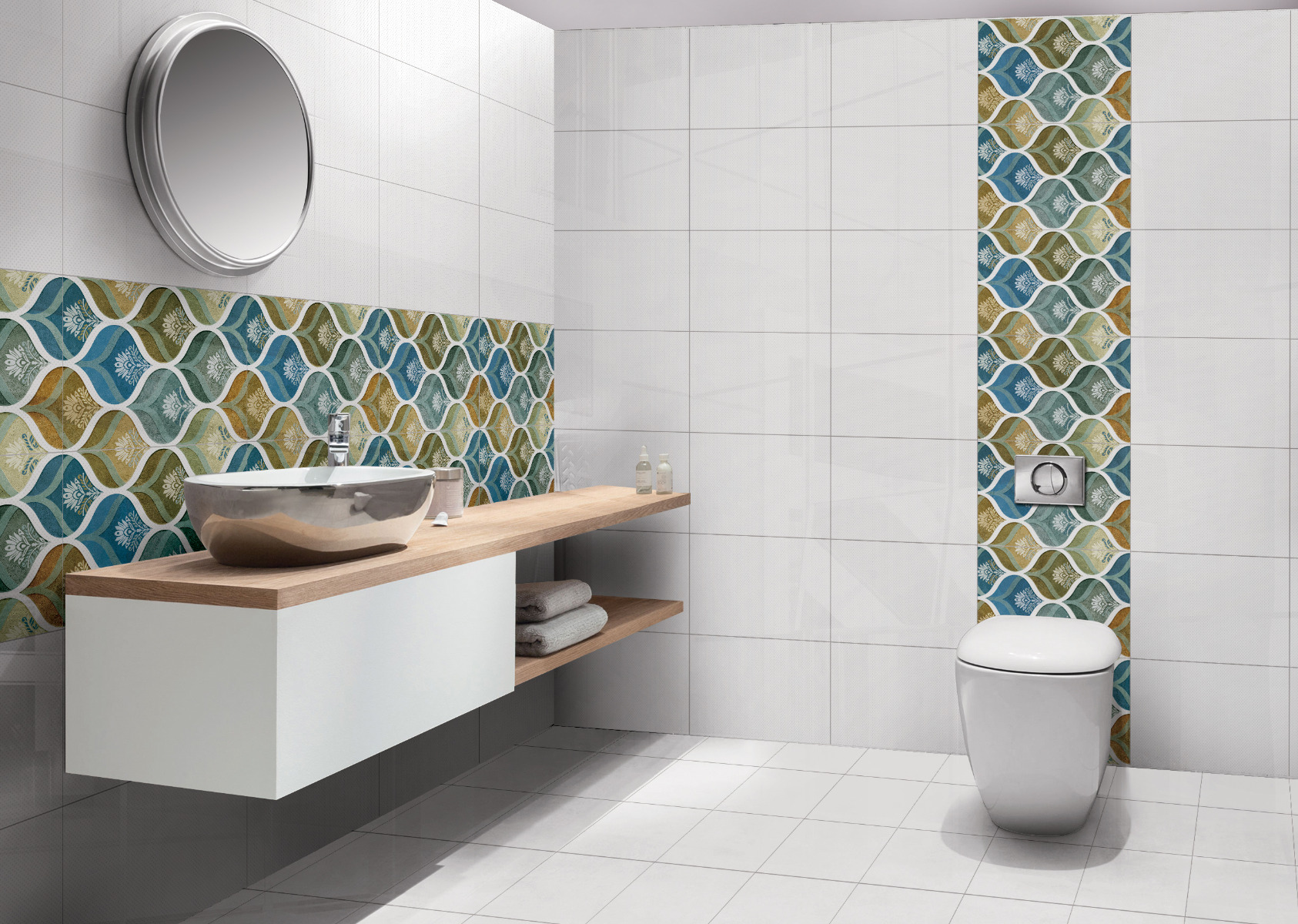 Glossy Finish GFT SPH Echo Floral Multi HL Ceramic tile 300x450 mm