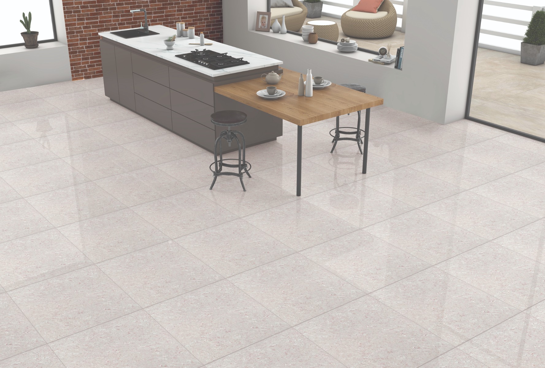Glossy Finish Star Pink Vitrified tile 600x600 mm