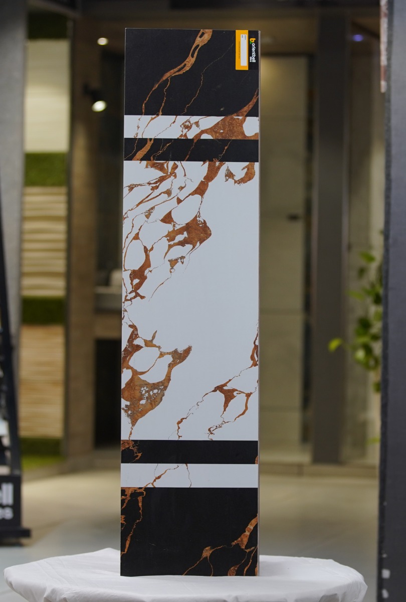 Matte Finish Step Plain Portoro Dual  Glazed Vitrified Tiles 300x1200 mm
