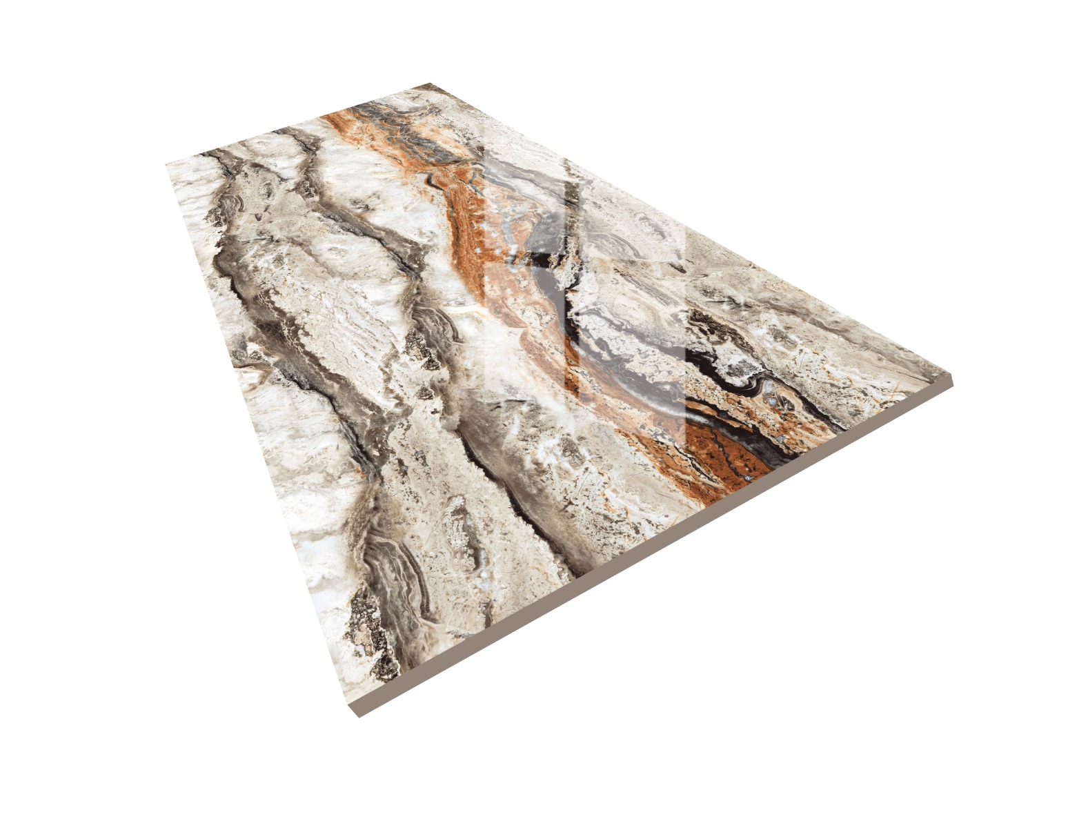 Super Glossy Finish Super Gloss Orobico Marble Glazed Vitrified Tiles 600x1200 mm