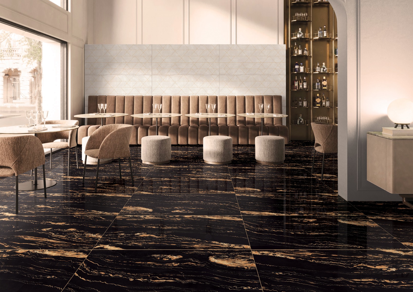 Super Glossy Finish Super Gloss Agata Brown Glazed Vitrified Tiles 600x1200 mm