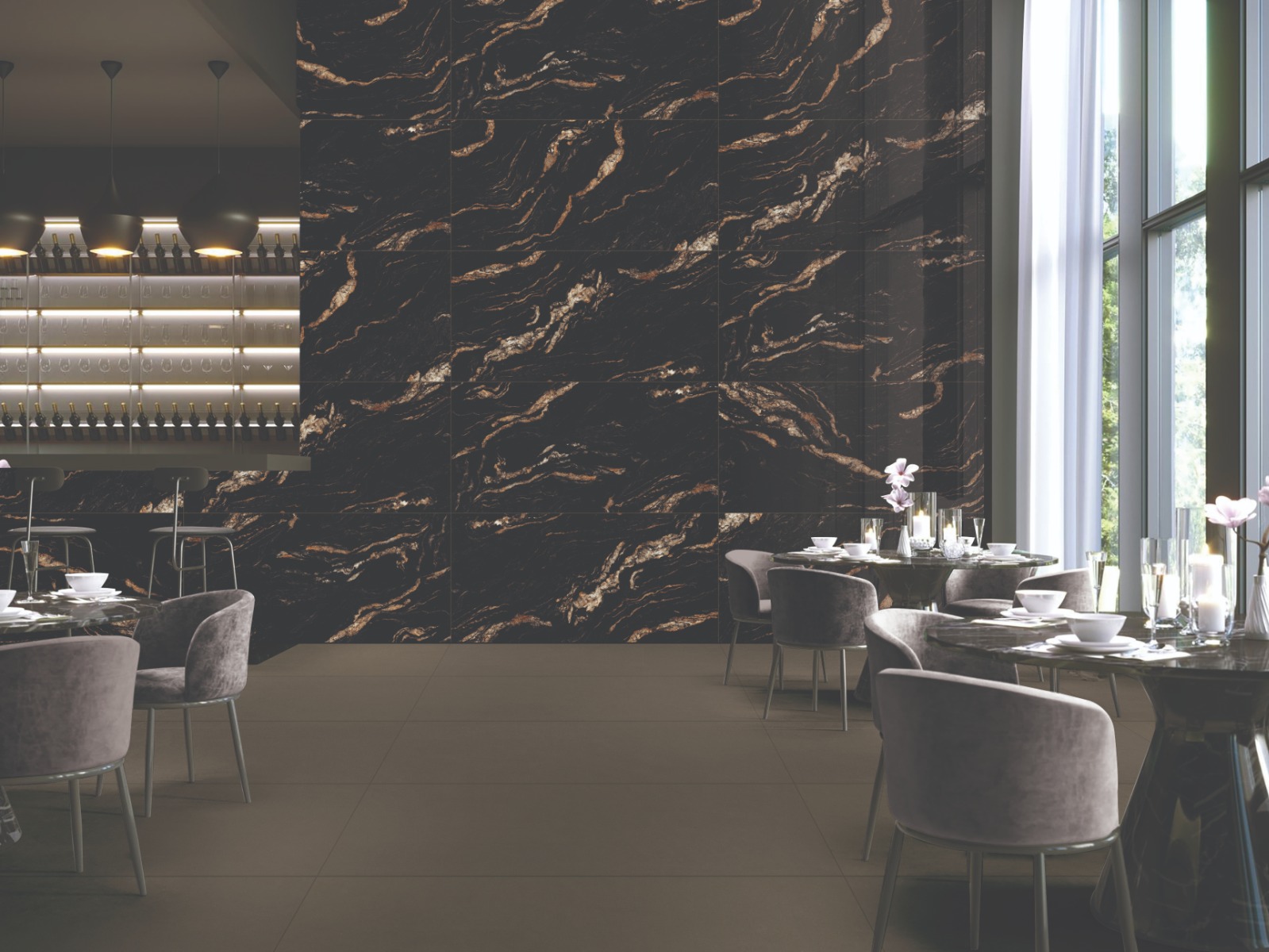 Super Gloss Black Golden Marble