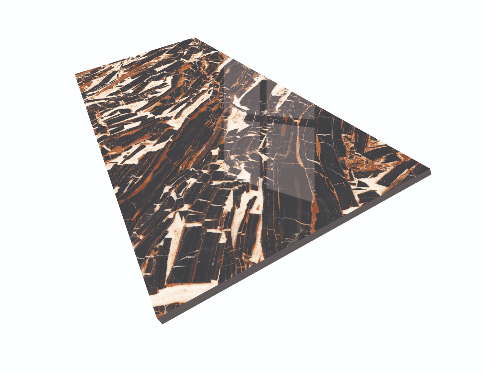 Super Glossy Finish Super Gloss Black Tiger Marble Glazed Vitrified Tiles 600x1200 mm