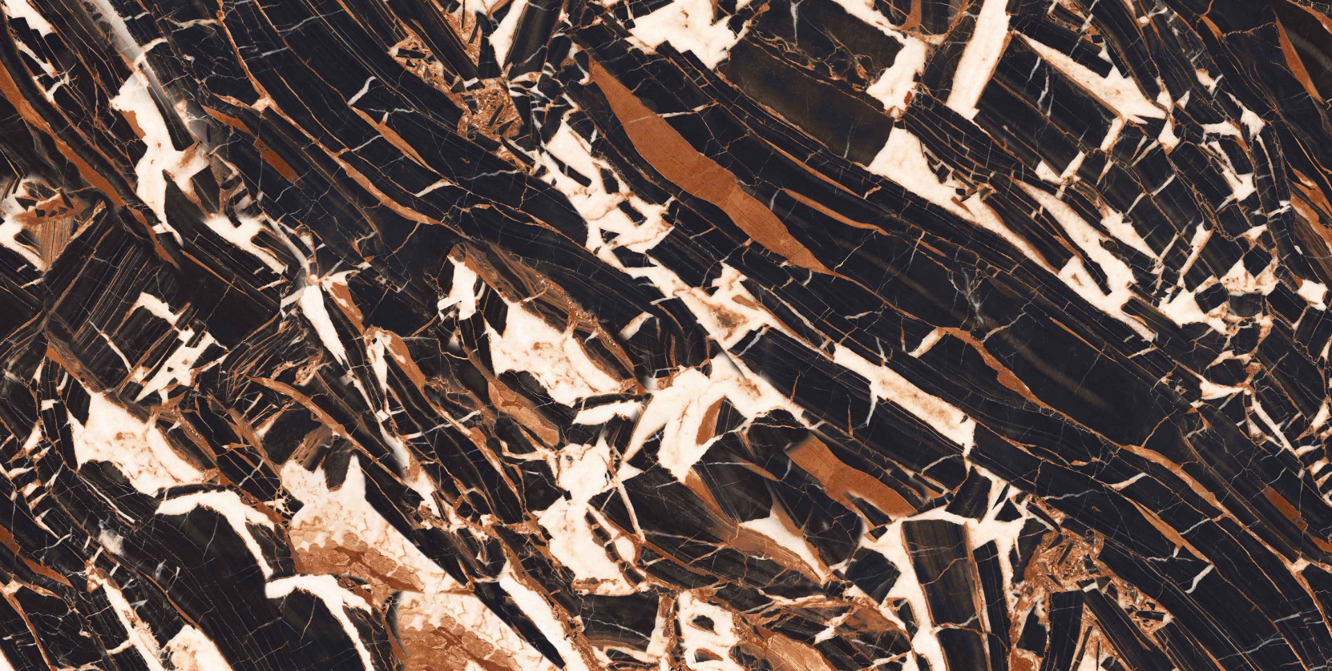 Super Glossy Finish Super Gloss Black Tiger Marble Glazed Vitrified Tiles 600x1200 mm