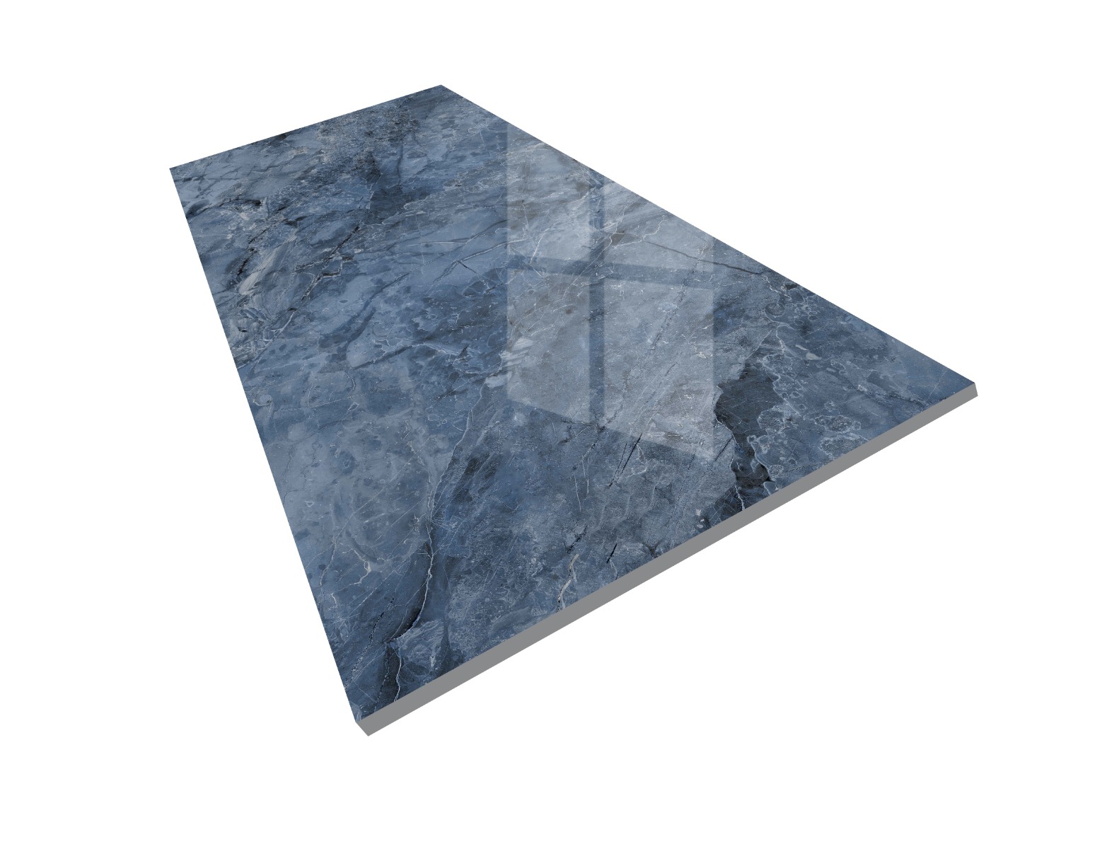 Super Glossy Finish Super Gloss Blue Marble Stone DK Glazed Vitrified Tiles 600x1200 mm