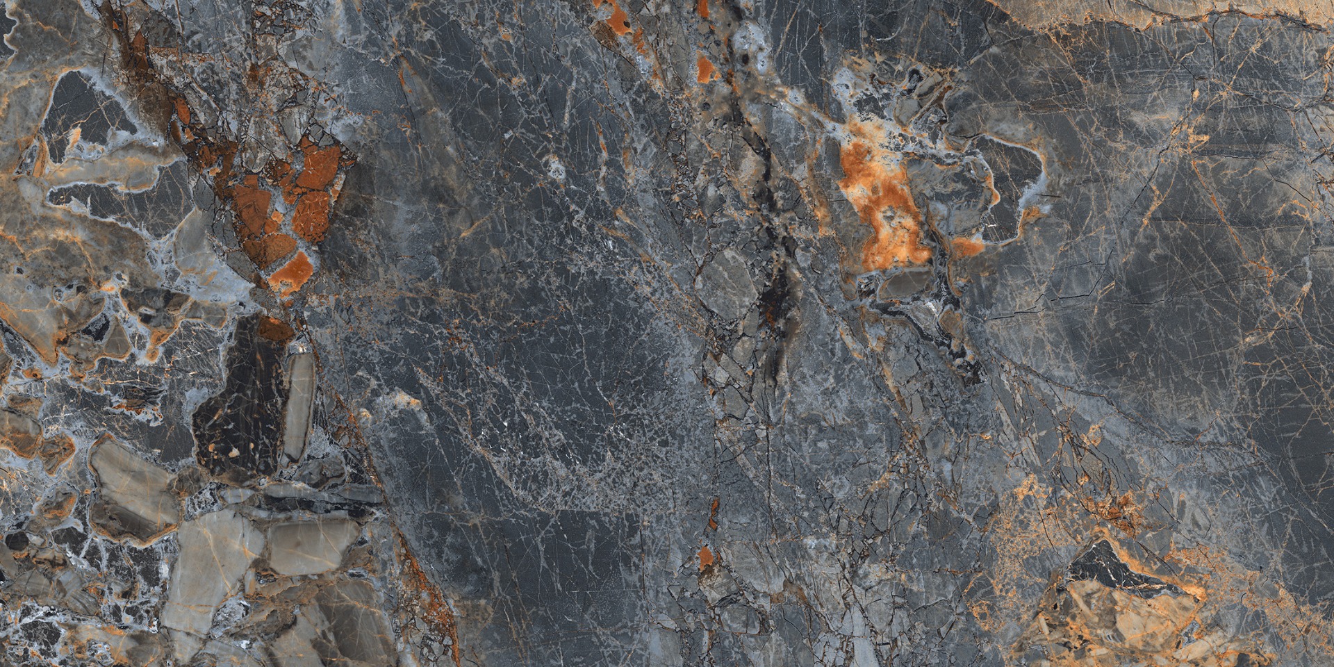Super Glossy Finish Super Gloss Breccia Paradiso Blue Glazed Vitrified Tiles 600x1200 mm