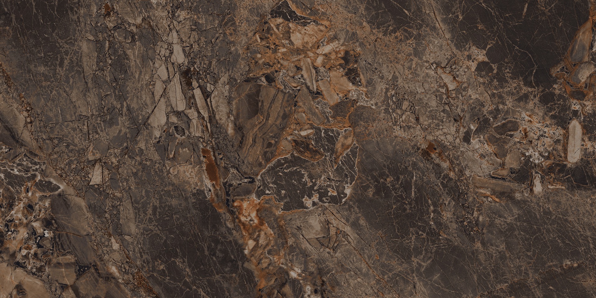 Super Glossy Finish Super Gloss Breccia Paradiso Brown Glazed Vitrified Tiles 600x1200 mm