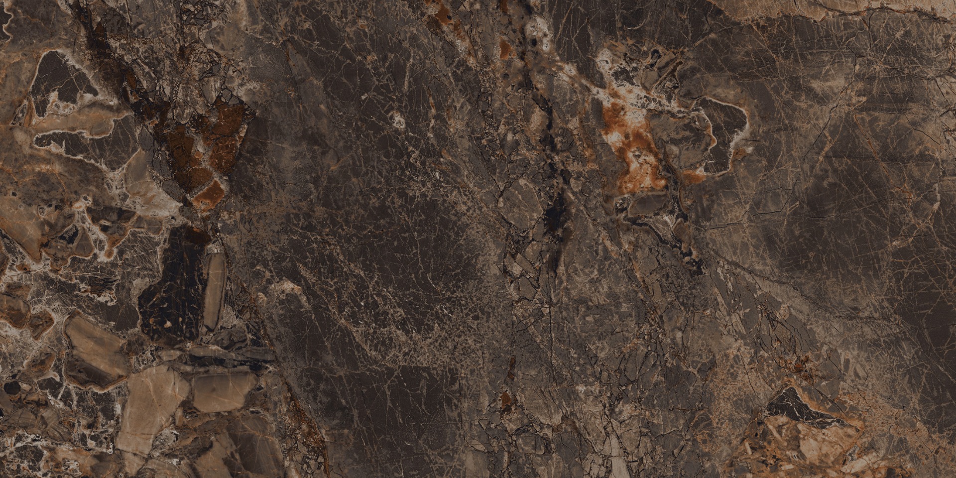 Super Glossy Finish Super Gloss Breccia Paradiso Brown Glazed Vitrified Tiles 600x1200 mm