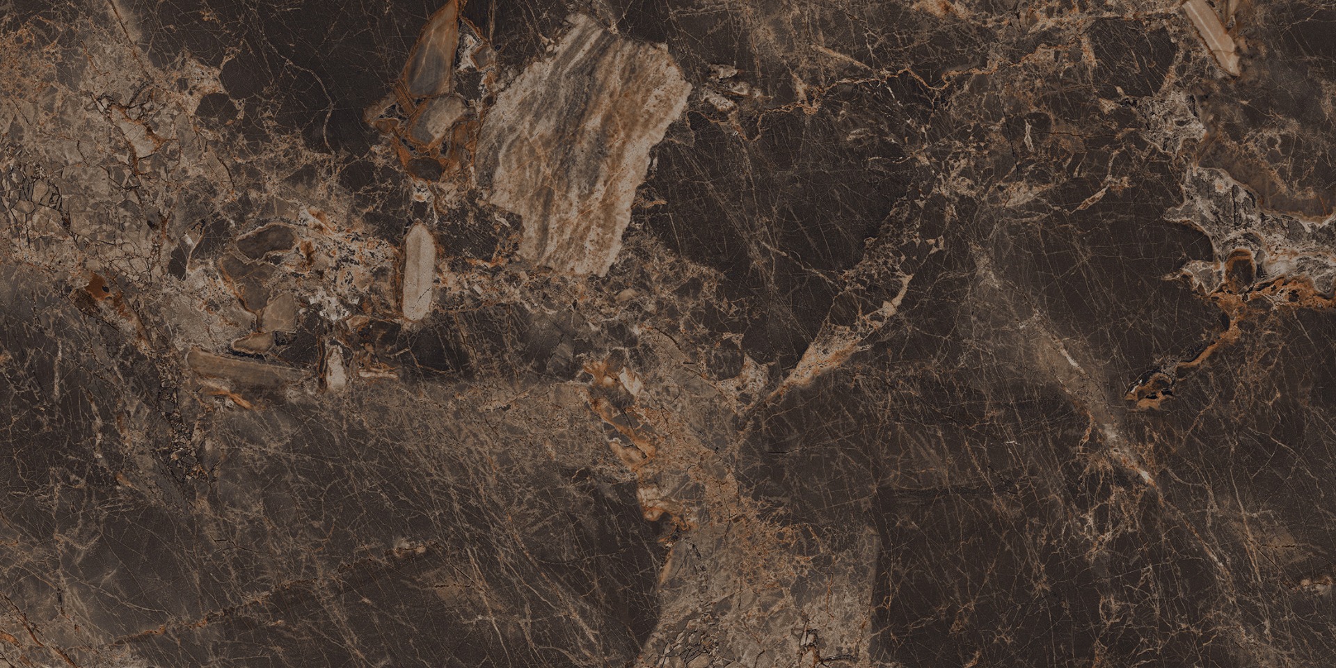 Super Glossy Finish Super Gloss Breccia Paradiso Brown Glazed Vitrified Tiles 600x1200 mm