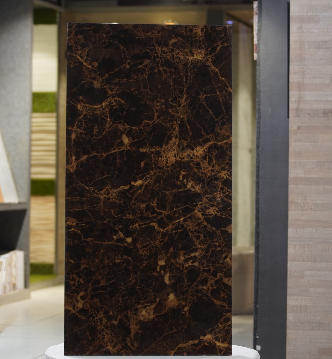 Super Glossy Finish Super Gloss Emperador Brown Marble Glazed Vitrified Tiles 600x1200 mm