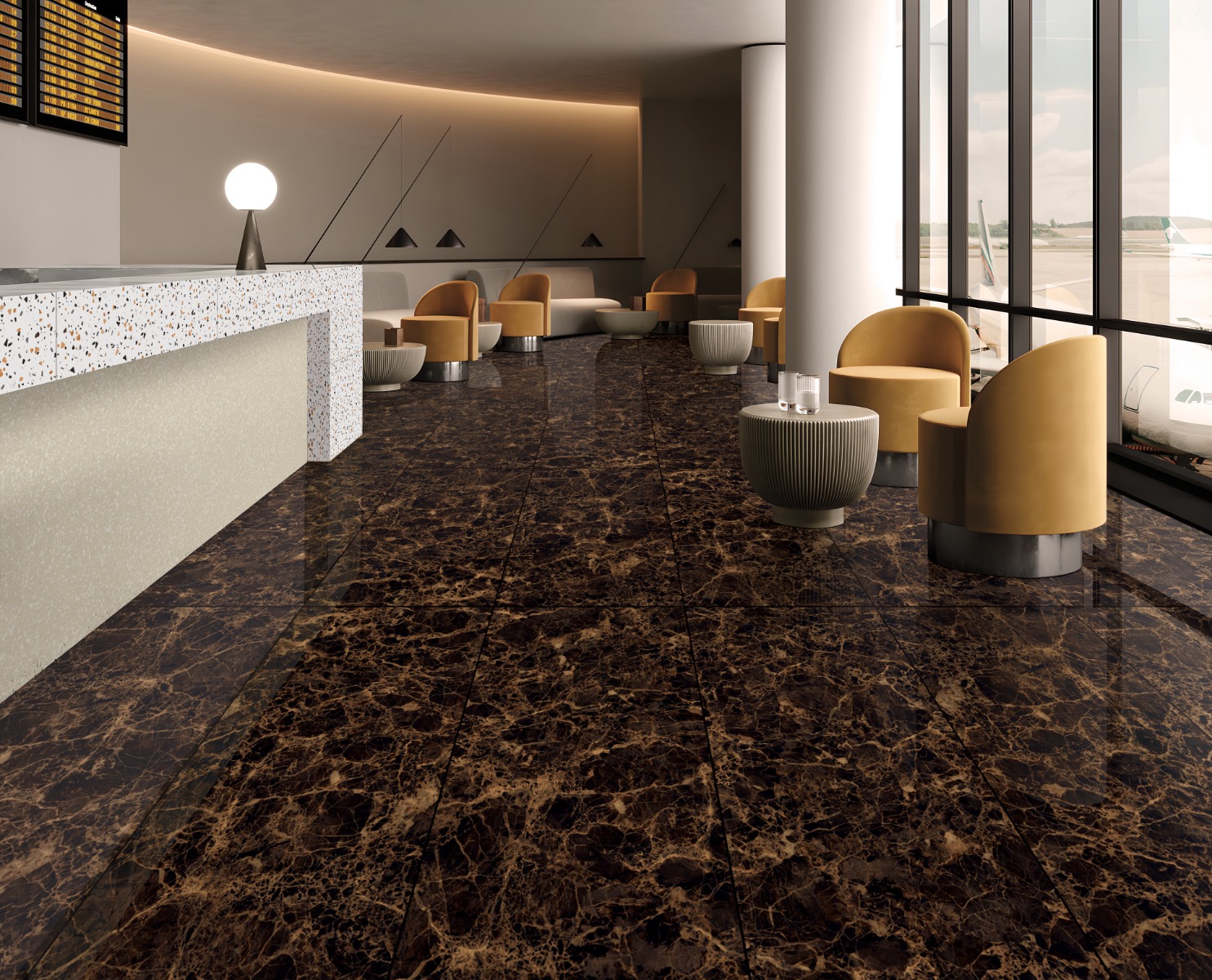 Super Glossy Finish Super Gloss Emperador Brown Marble Glazed Vitrified Tiles 600x1200 mm