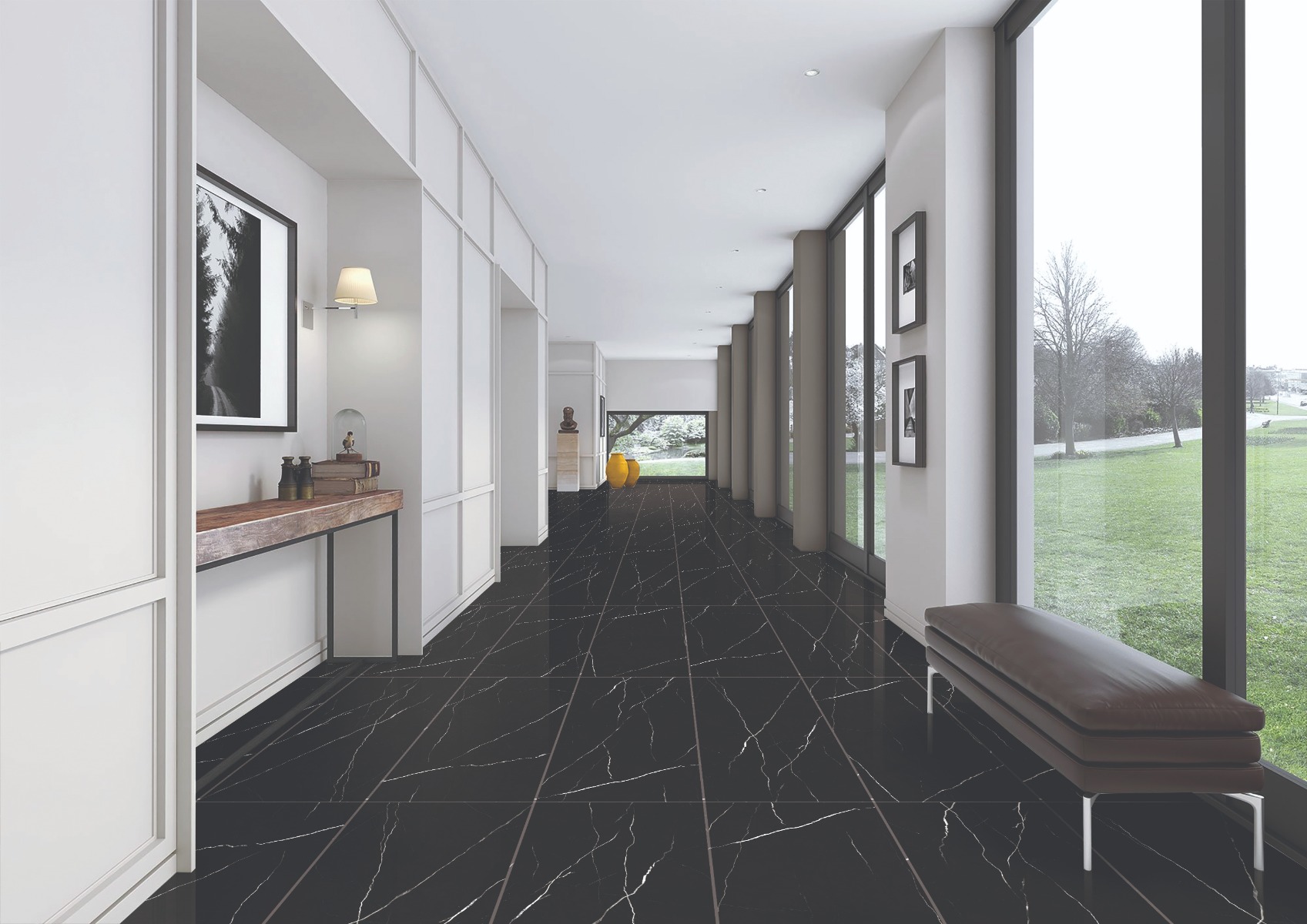 Super Glossy Finish Super Gloss Marquina Black Vitrified tile 600x1200 mm
