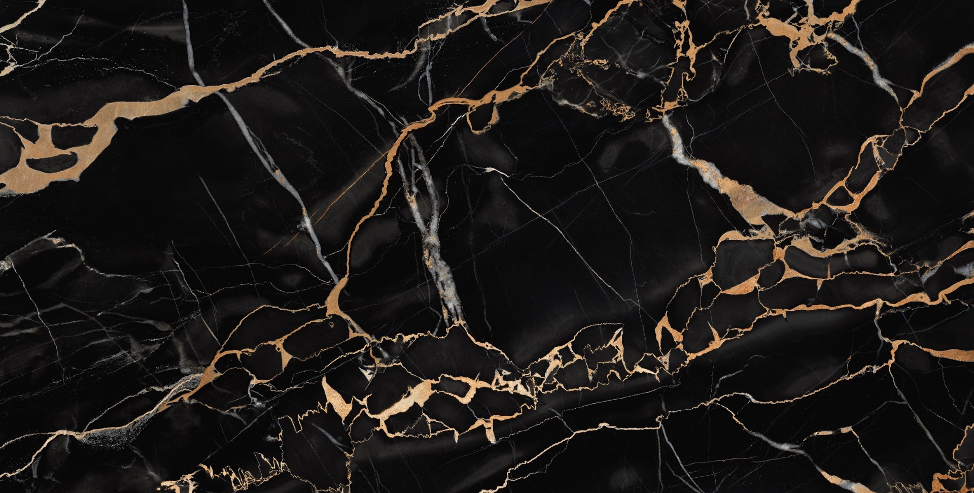 Glossy Finish  Super Gloss Portoro Gold Marble Vitrified tile 600x1200 mm