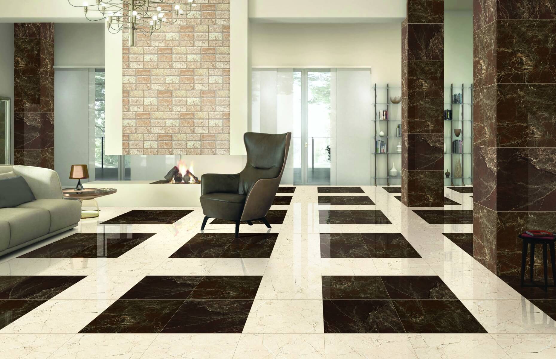 Glossy Finish PGVT Istan Ivory Vitrified tile 600x600 mm