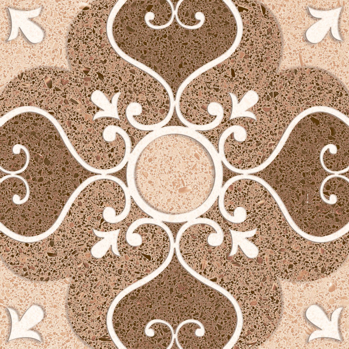 Matte Finish TL Almond Engraving Terrazzo Ceramic tile 400x400 mm