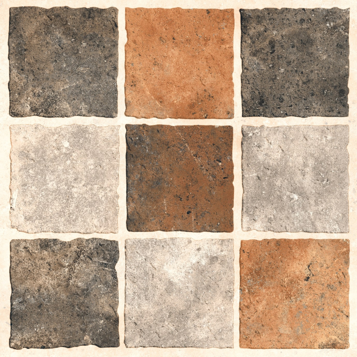 Matte Finish TL Cobblestone Multi Ceramic tile 400x400 mm
