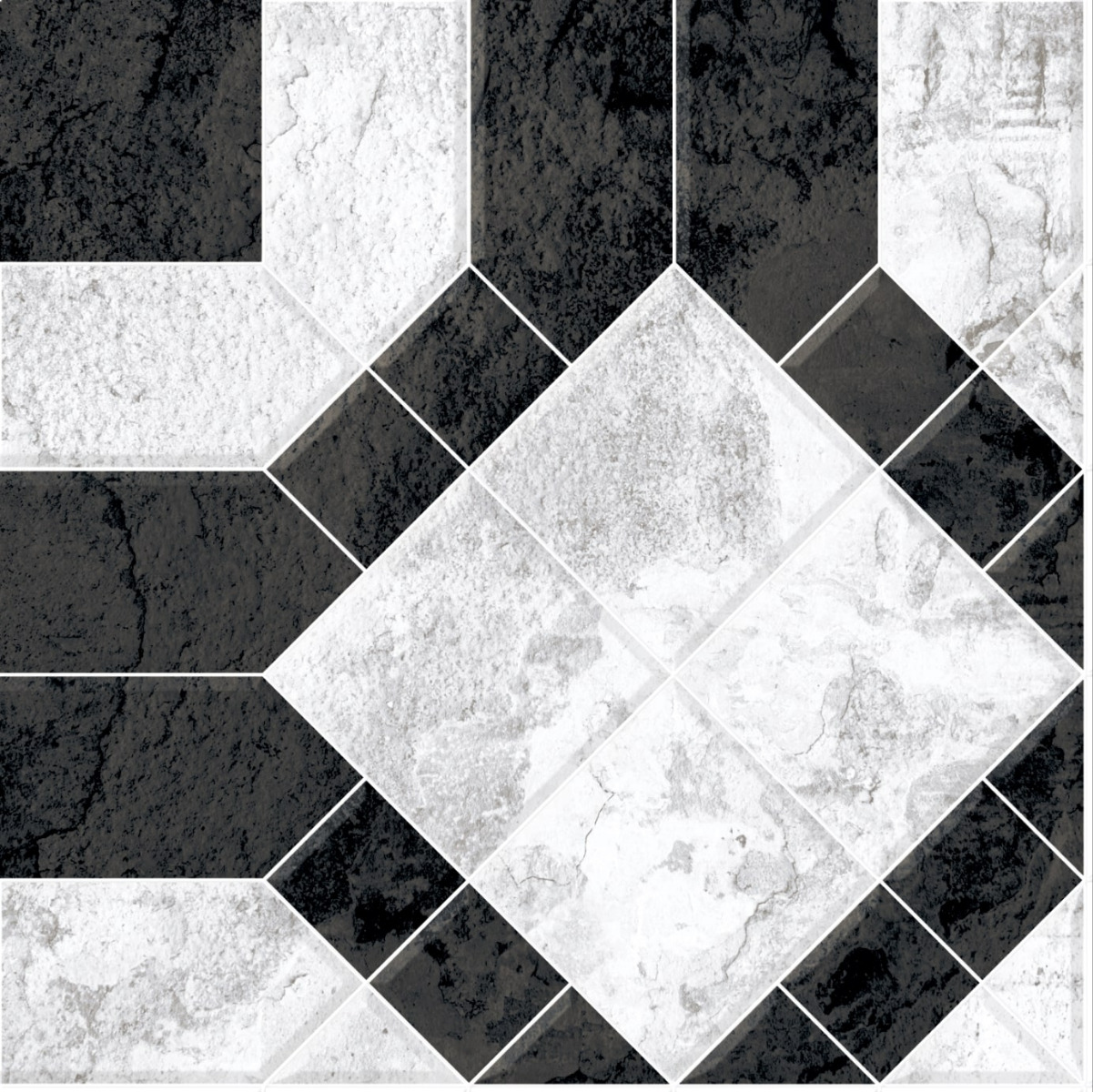 Matte Finish TL Geometric Grey Ceramic tile 400x400 mm