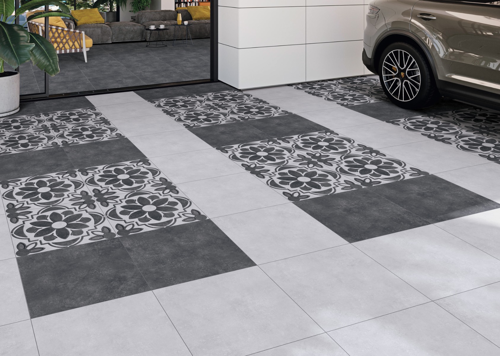 Matte Finish TL Soft Grey Sandy Ceramic tile 400x400 mm