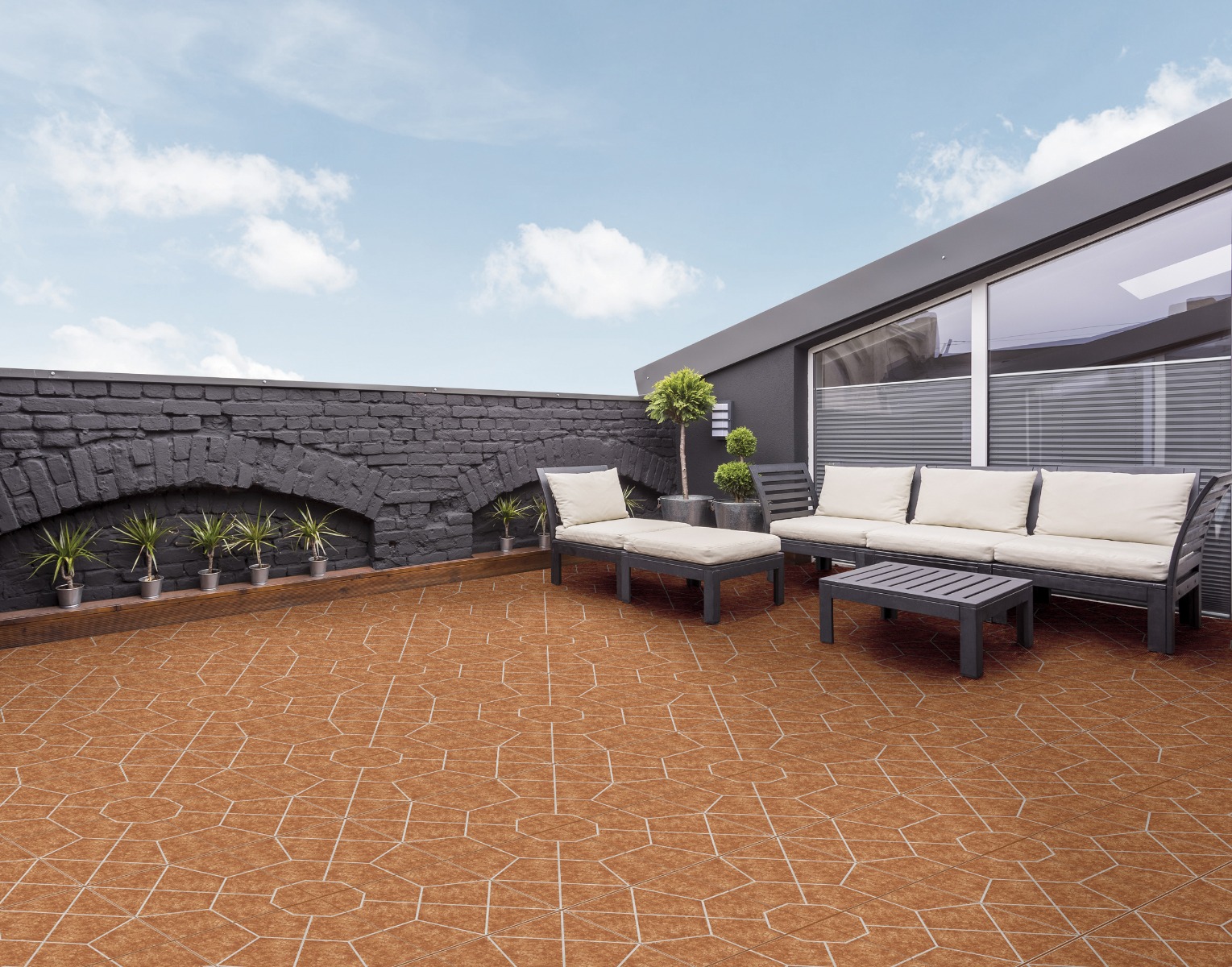 Matte Finish TL Hexa Arc Beige Ceramic tile 400x400 mm