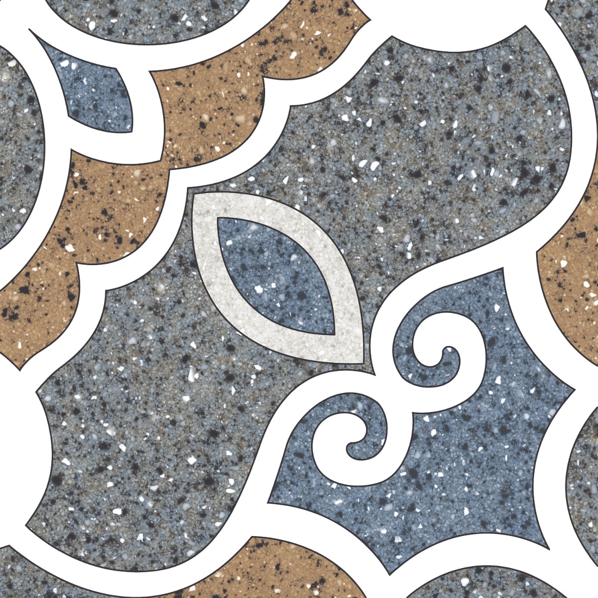 Matte Finish TL Multi Terrazzo Modern Inlay Ceramic tile 400x400 mm