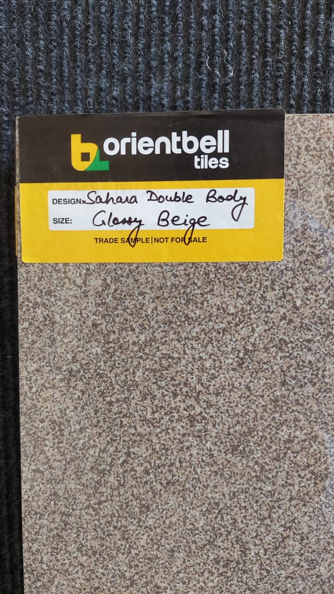 Glossy Finish Sahara Double Body Glossy Beige Vitrified tile 600x600 mm