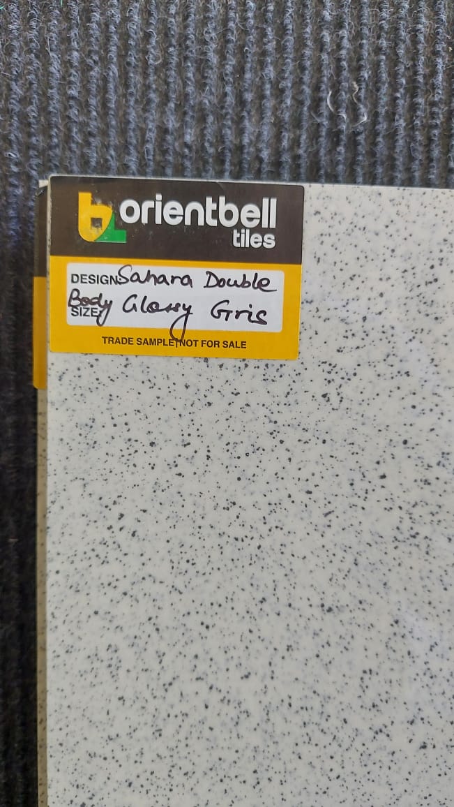 Glossy Finish Sahara Double Body Glossy Gris Vitrified tile 600x600 mm