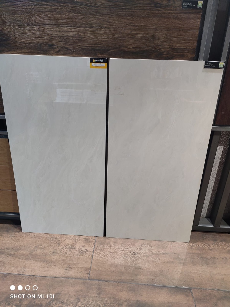 Glossy Finish Seawave White Vitrified tile 600x1200 mm